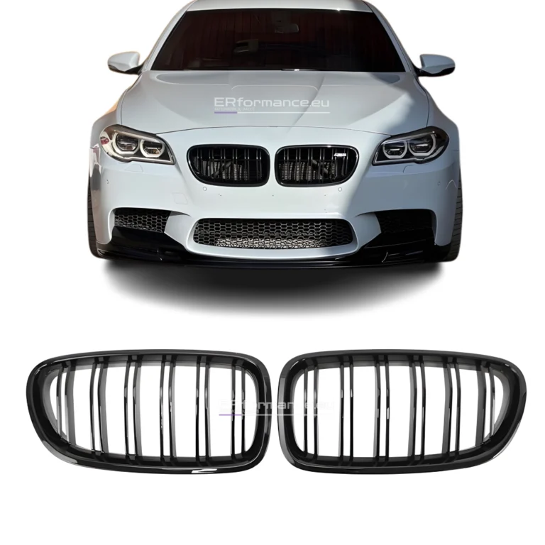 bmw f10 f11 dvigubos grotelės juodos blizgios pagrindinė