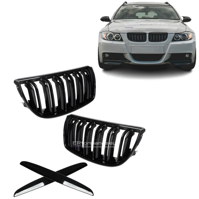 bmw e90 e91 dvigubos juodos blizgios grotelės pre lci pagrindinė