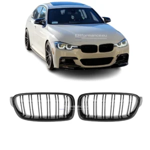 bmw f30 f31 dvigubos grotelės blizgios juodos pagrindinė