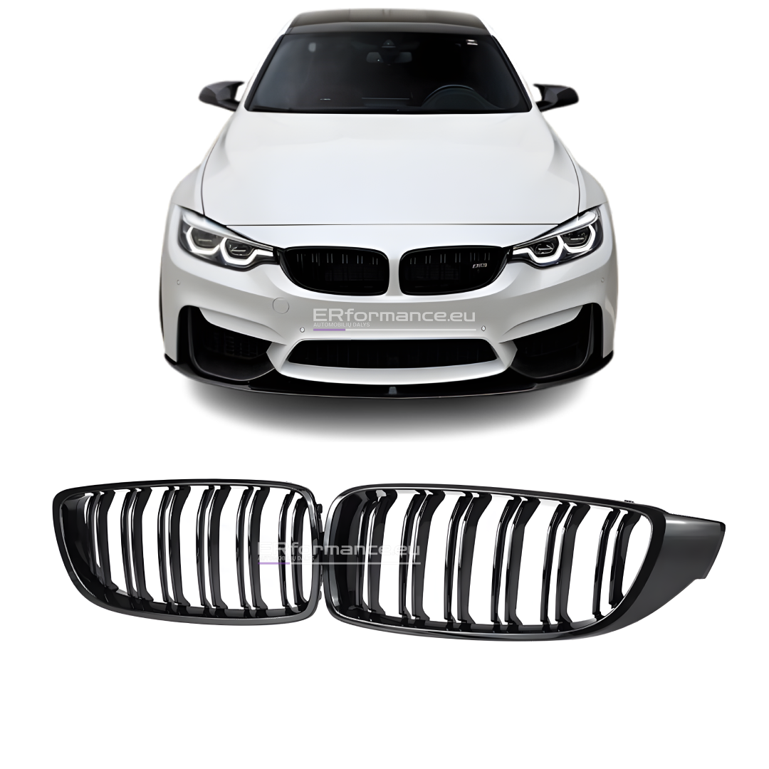 bmw f32 f33 f36 dvigubos grotelės blizgios juodos pagrindinė