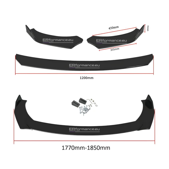 universalus bamperio lipas pažeminimas juodas blizgus išmatavimai