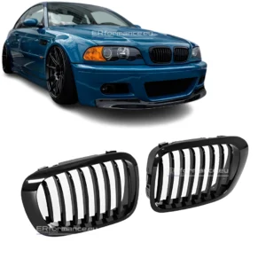 bmw e46 coupe viengubos grotelės juodos blizgios pre lci pagrindinė