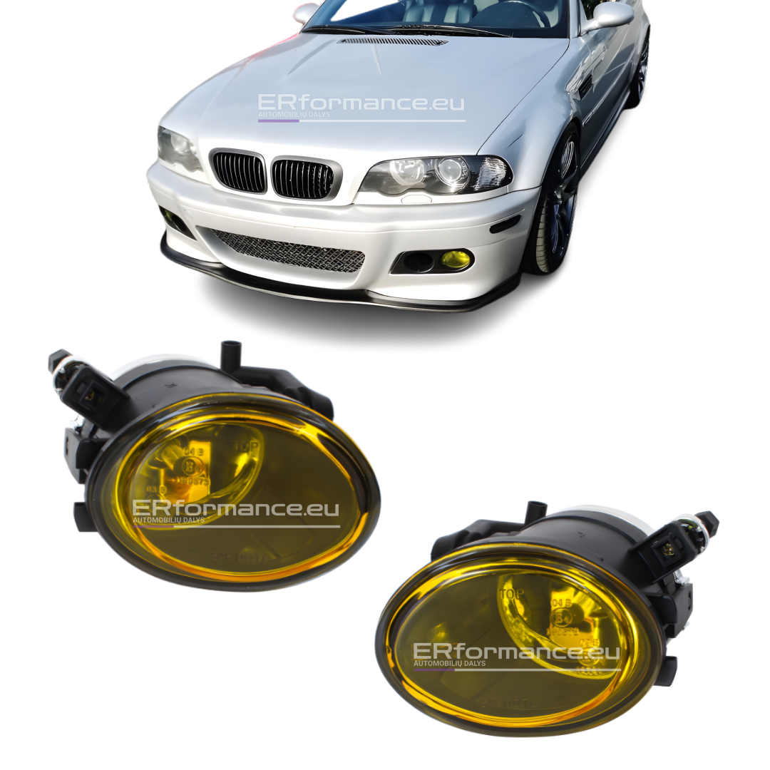 bmw e46 priešrūkiniai m tech ir m3 look bamperiui gelsvi geltoni pagrindinė