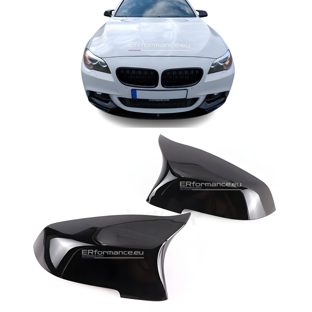 bmw f10 f11 veidrodėlių dangteliai LCI blizgūs juodi. M stiliaus, pagrindinė