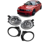 bmw e46 priešrūkiniai žibintai m tech m3 look bamperiui ir rėmeliai juodi pagrindinė