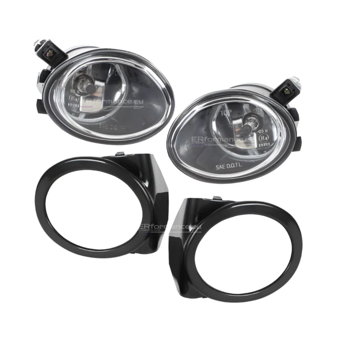 bmw e46 priešrūkiniai žibintai m tech m3 look bamperiui ir rėmeliai juodi iš priekio