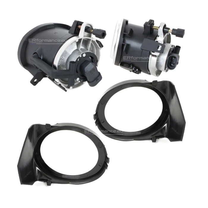 bmw e46 priešrūkiniai žibintai m tech m3 look bamperiui ir rėmeliai juodi iš galo