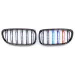 bmw e90 e91 lci dvigubos m stiliaus grotelės blizgios juodos 09-13 iš priekio