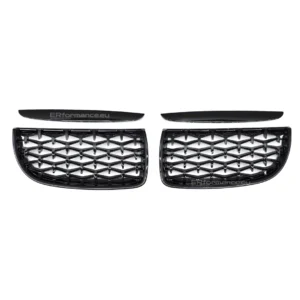 bmw e90 e91 pre lci diamond grotelės blizgios juodos 05-08 iš priekio