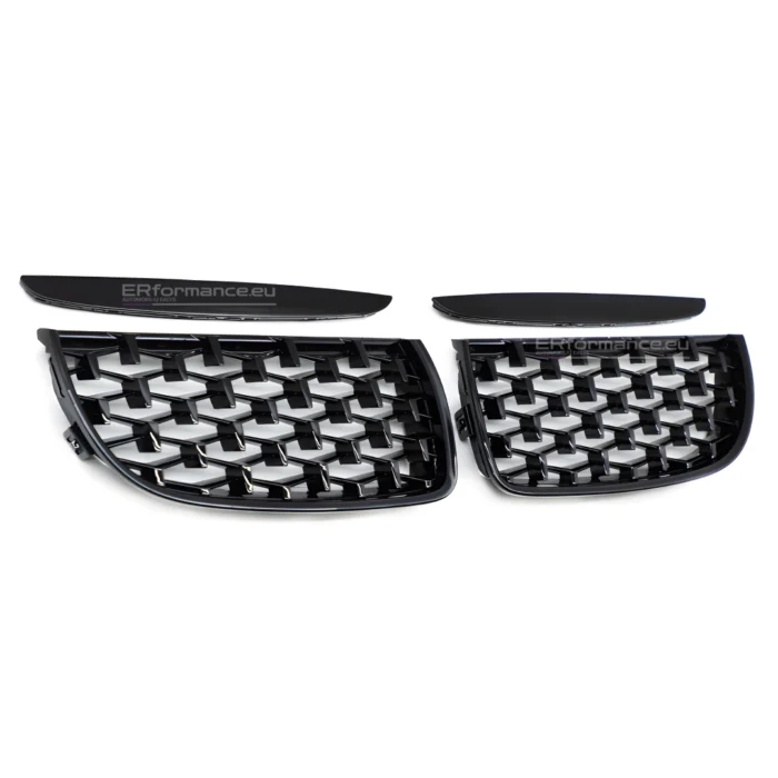 bmw e90 e91 pre lci diamond grotelės blizgios juodos 05-08 iš šono