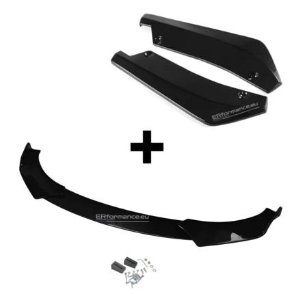 Universalūs spliteriai ir lipas blizgūs juodi, apdailos komplektas iš priekio