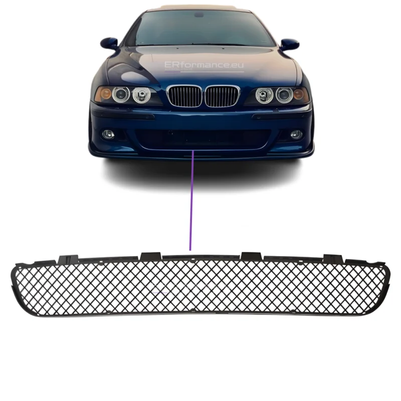 bmw e39 m bamperio apatinė grotelė matinė juoda iš priekio