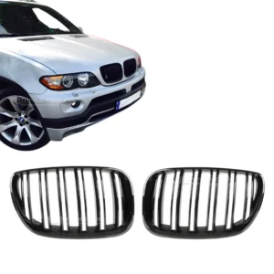 bmw e53 lci dvigubos grotelės blizgios juodos pagrindinė