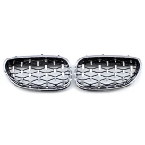 bmw e60 e61 diamond grotelės chrominės iš priekio
