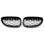 bmw e60 e61 diamond grotelės juodos blizgios ir chrominės iš priekio