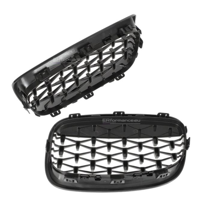 bmw f20 f21 diamond grotelės pre lci juodos blizgios iš šono