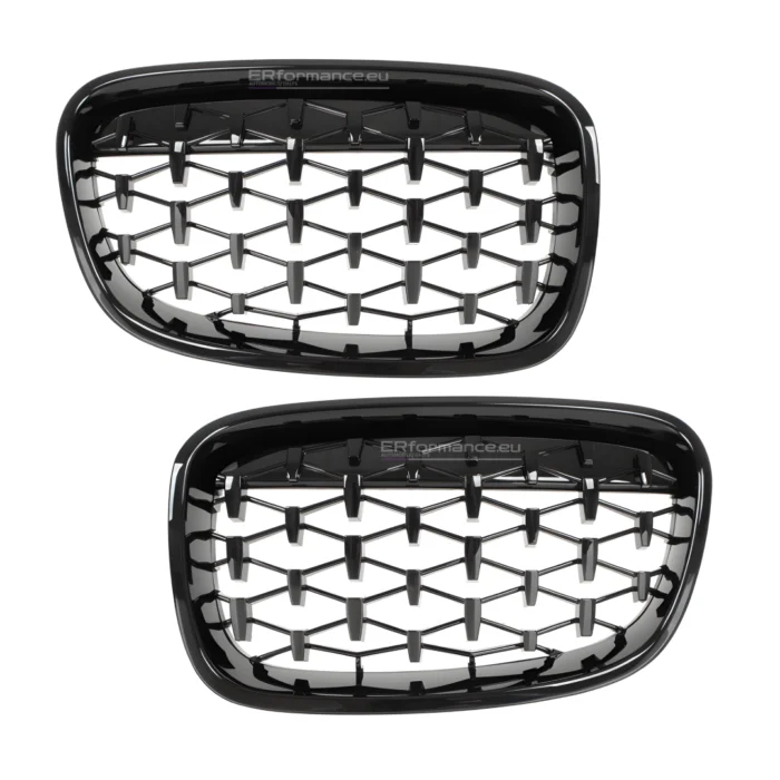 bmw f20 f21 diamond grotelės pre lci juodos blizgios iš priekio