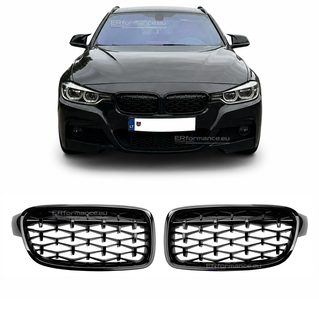 bmw-f30-f31-diamond-juodos-blizgios-groteles-1 bmw f30 f31 diamond grotelės blizgios juodos pagrindinė