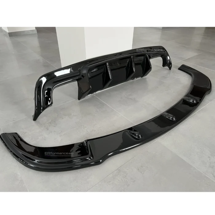 bmw e60 e61 dvigubas difuzorius ir lipas blizgus juodas iš kairės