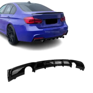 bmw f30 f31 dvigubas difuzorius 335 340 blizgus juodas pagrindinė