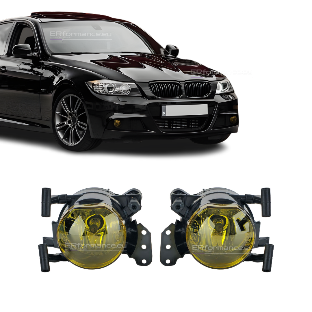 bmw-e90-e91-gelsvi-priesrukiniai-zibintai-1 BMW E90 E91 priešrūkiniai žibintai M3 look m-tech bamperiui geltoni gelsvi pagrindinė