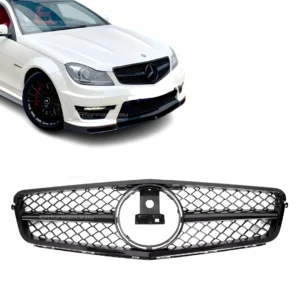 Mercedes benz w204 grotelės juodos blizgios c63 stiliaus s204 c204 pagrindinė