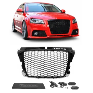audi a3 8p facelift grotelės rs look blizgios juodos 2008 2009 2010 2011 2012 pagrindinė