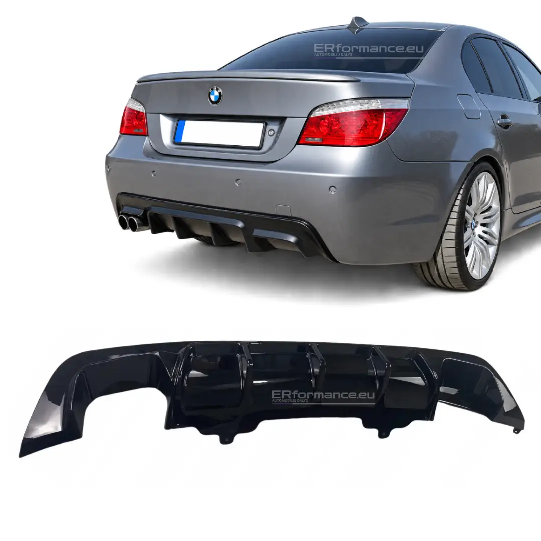 bmw-e60-e61-difuzorius-viengubas-blizgus-juodas-1 bmw e60 e61 m tech difuzorius viengubas blizgus juodas pagrindė