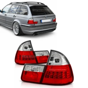 bmw e46 galiniai žibintai touring led skaidrus lci prelci pagrindinė